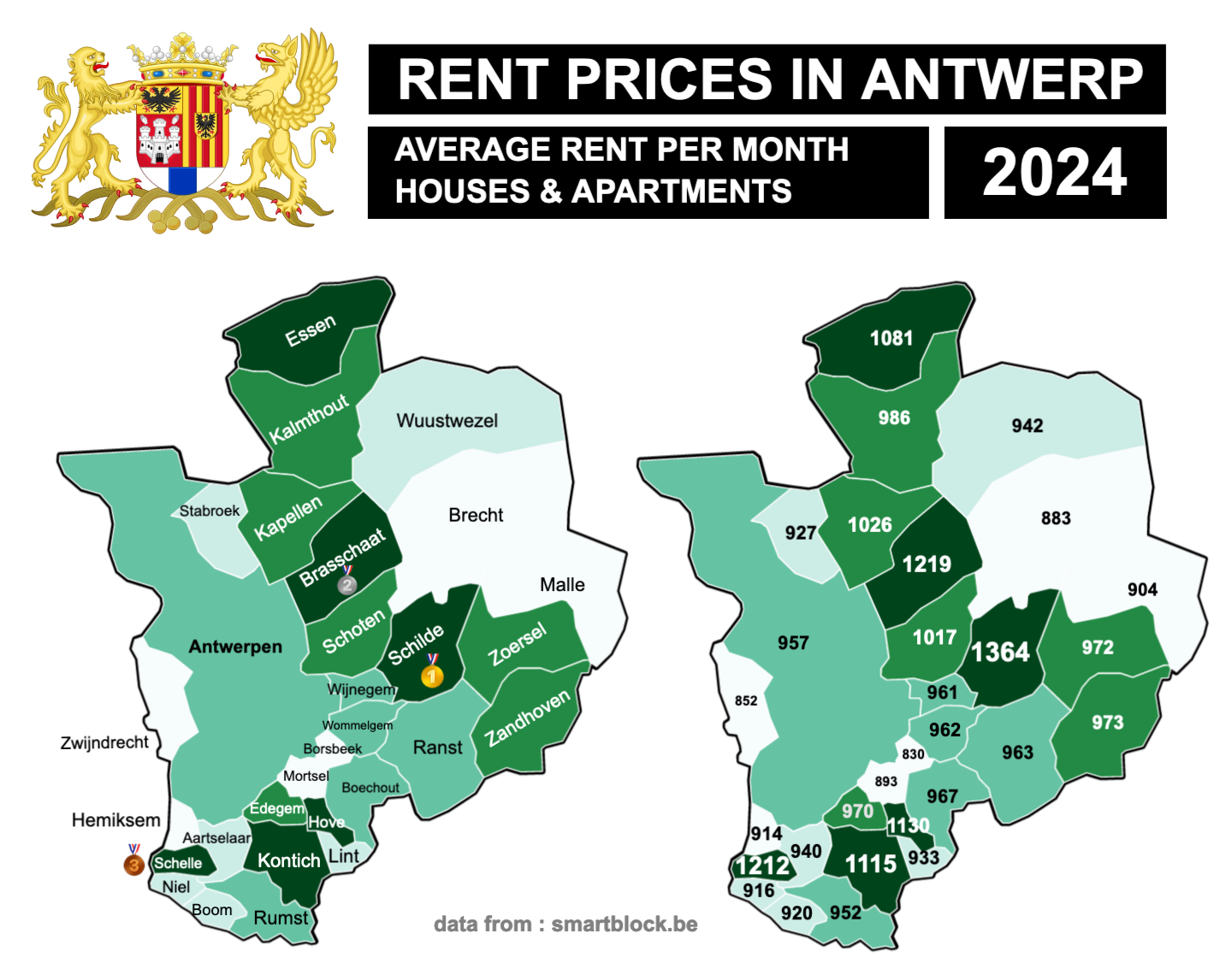 User created map: Belgium Rent prices Antwerpen