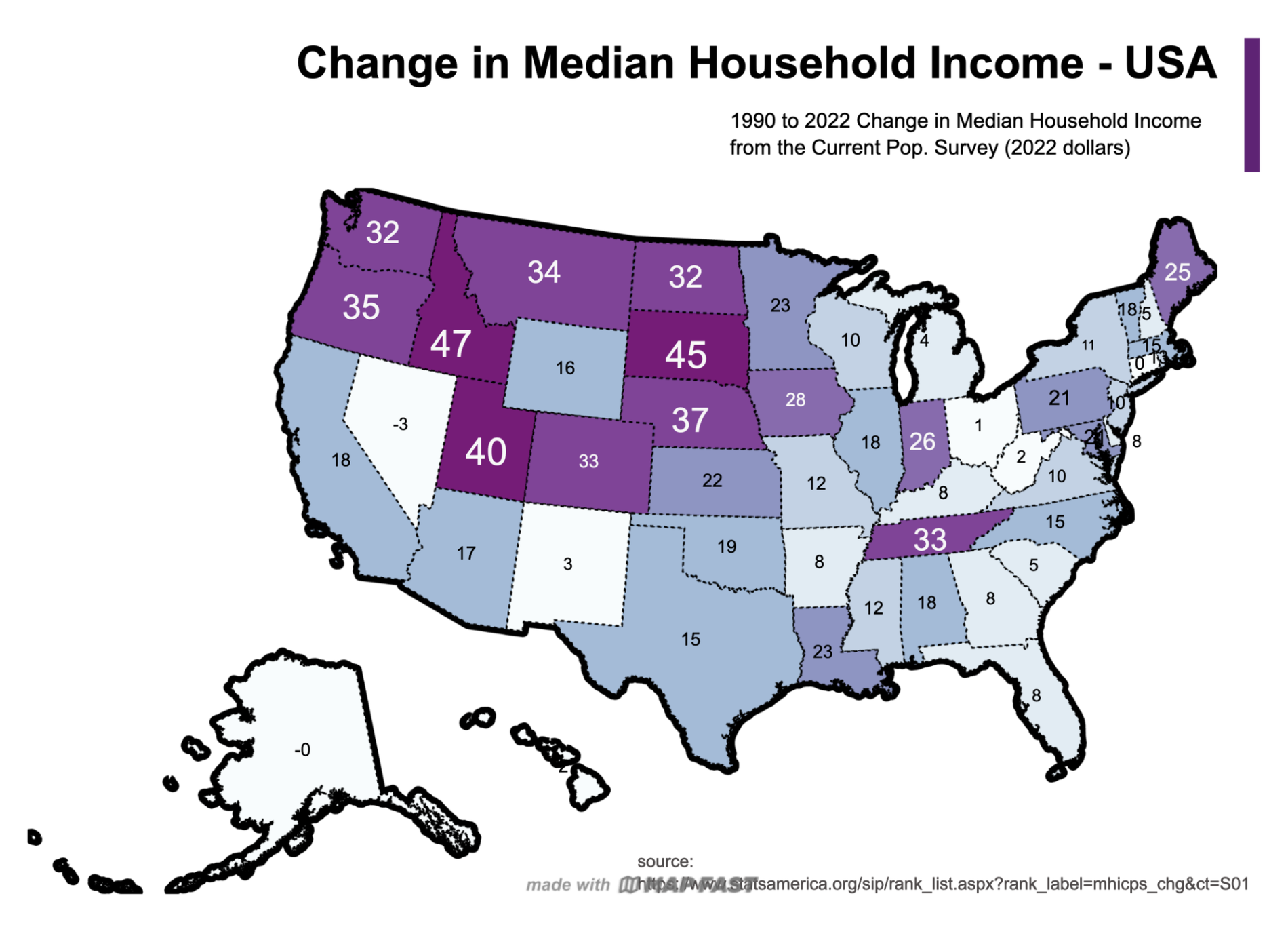 User created map: USA Change in median Household Income