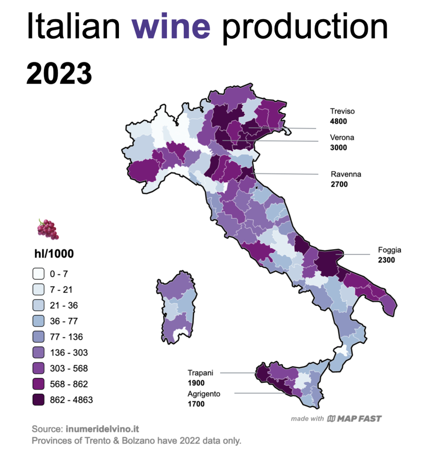 User created map: Italy Wine Production 2023