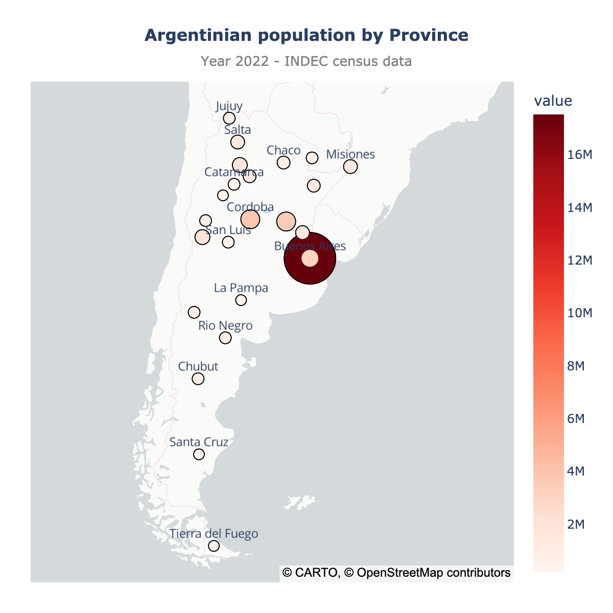 Scatter map of Argentina