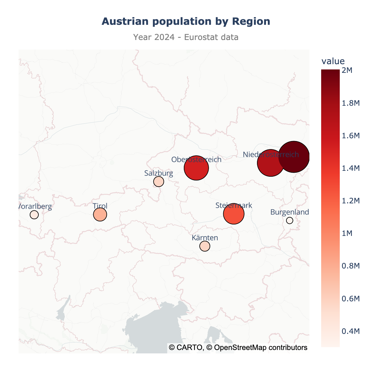Scatter map of Austria