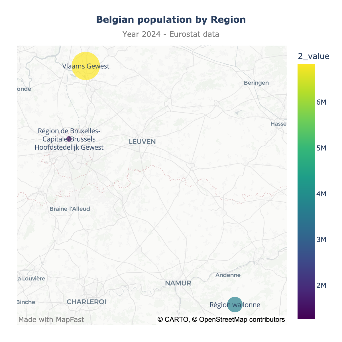 Scatter map of Belgium