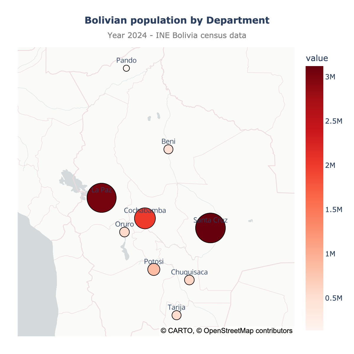 Scatter map of Bolivia