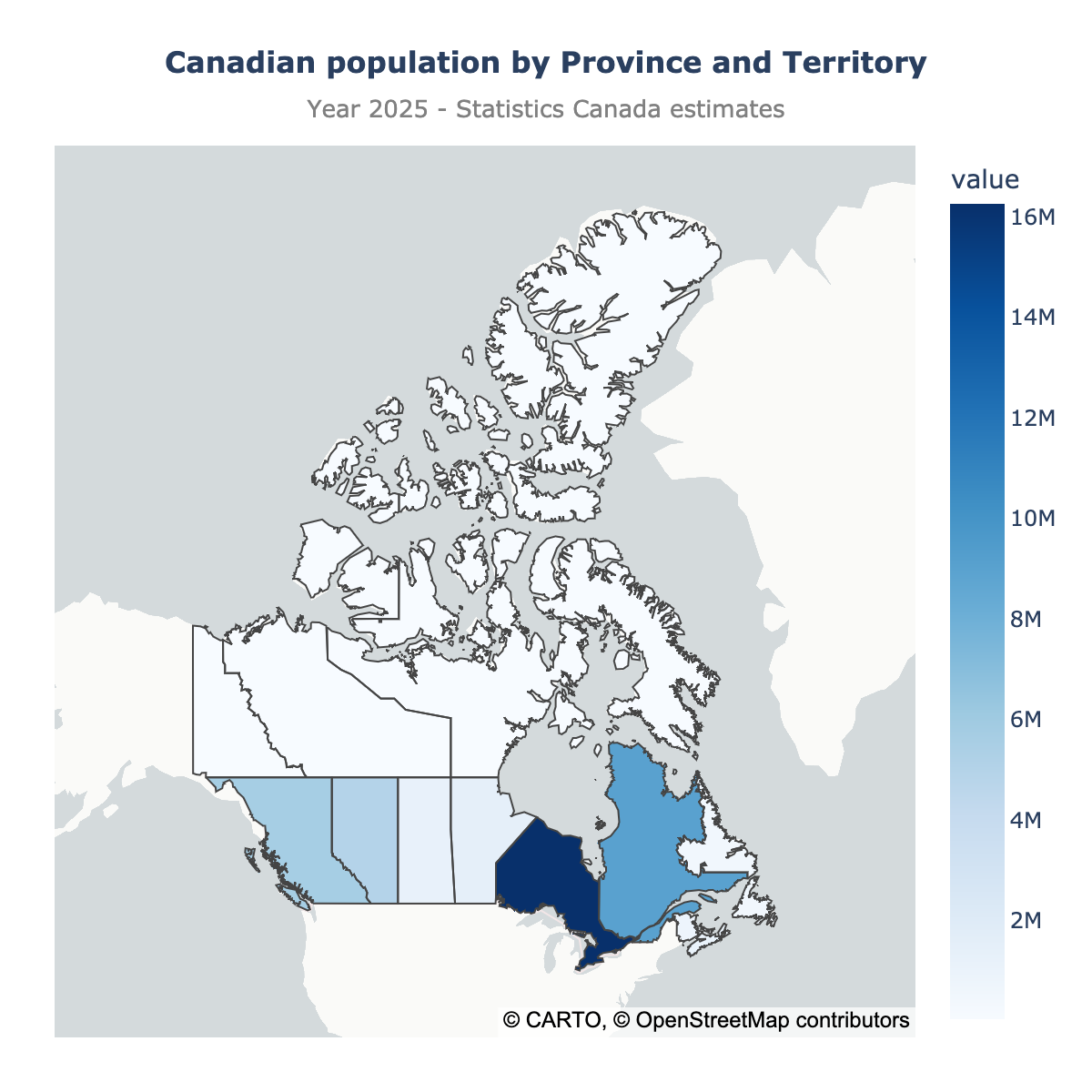Choropleth map of Canada