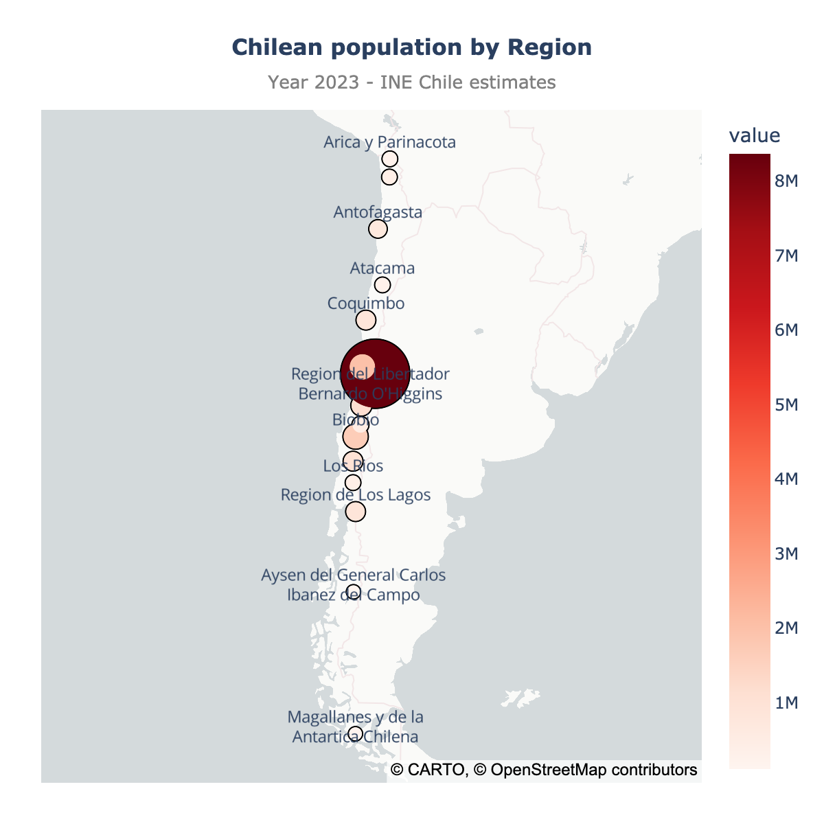 Scatter map of Chile