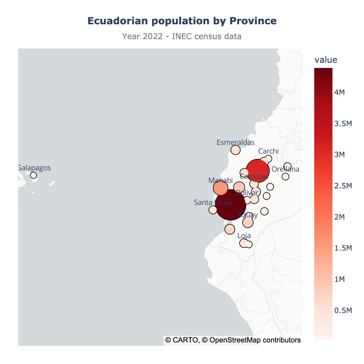 Scatter map of Ecuador