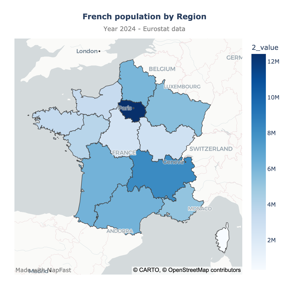 Choropleth map of France