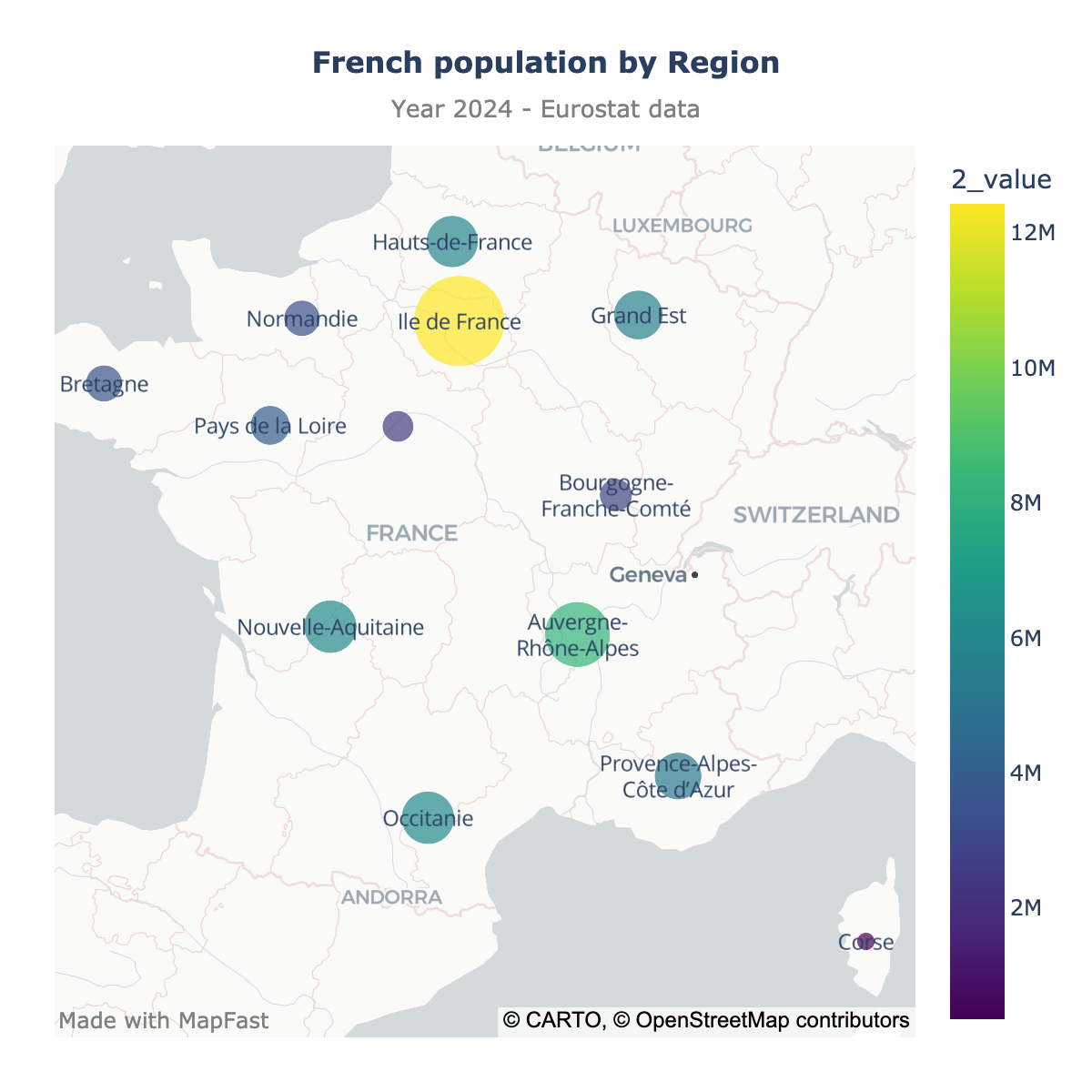 Scatter map of France
