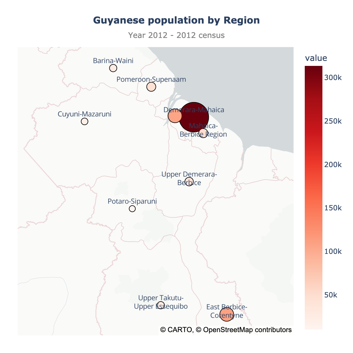 Scatter map of Guyana