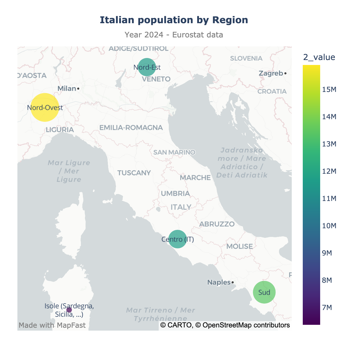 Scatter map of Italy