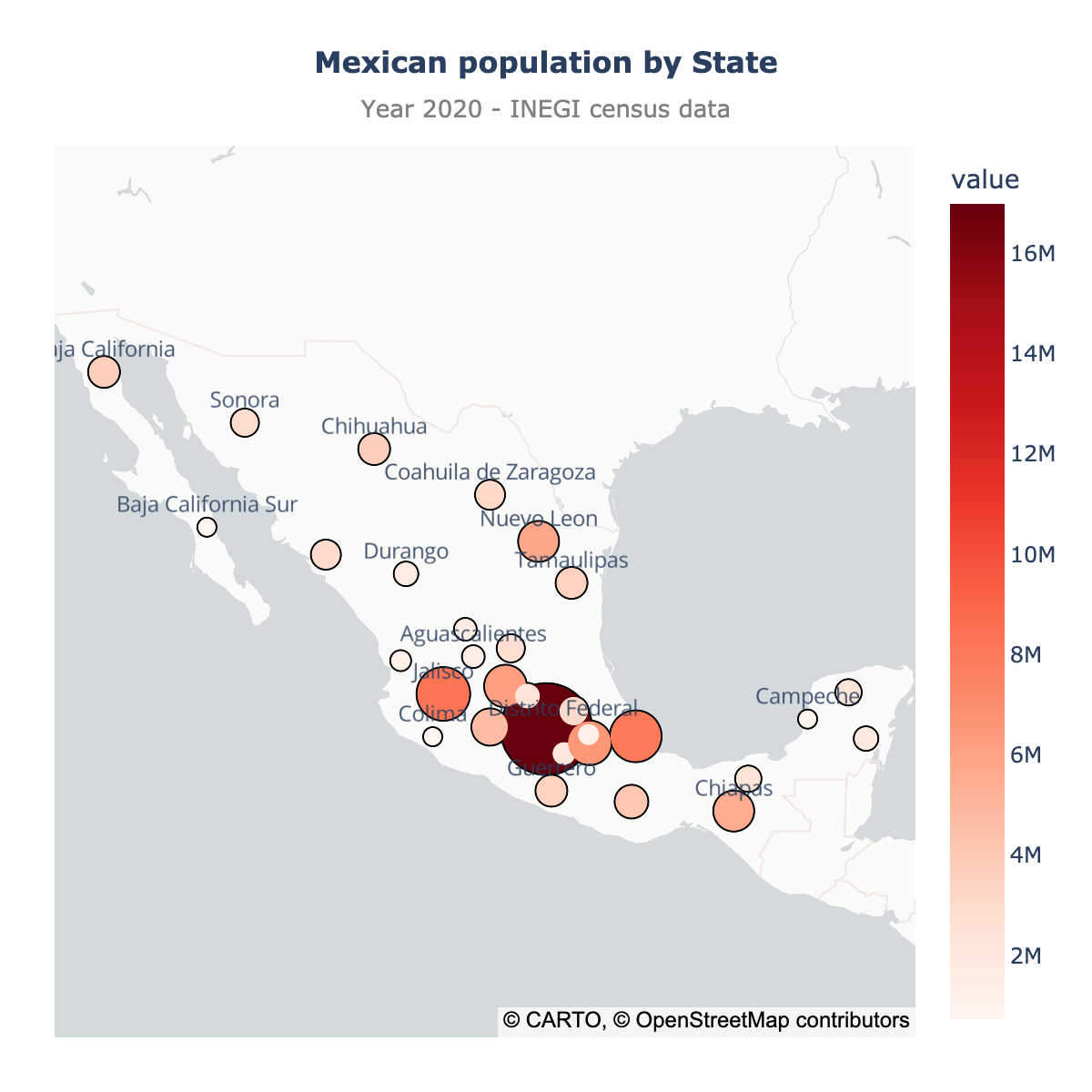 Scatter map of Mexico
