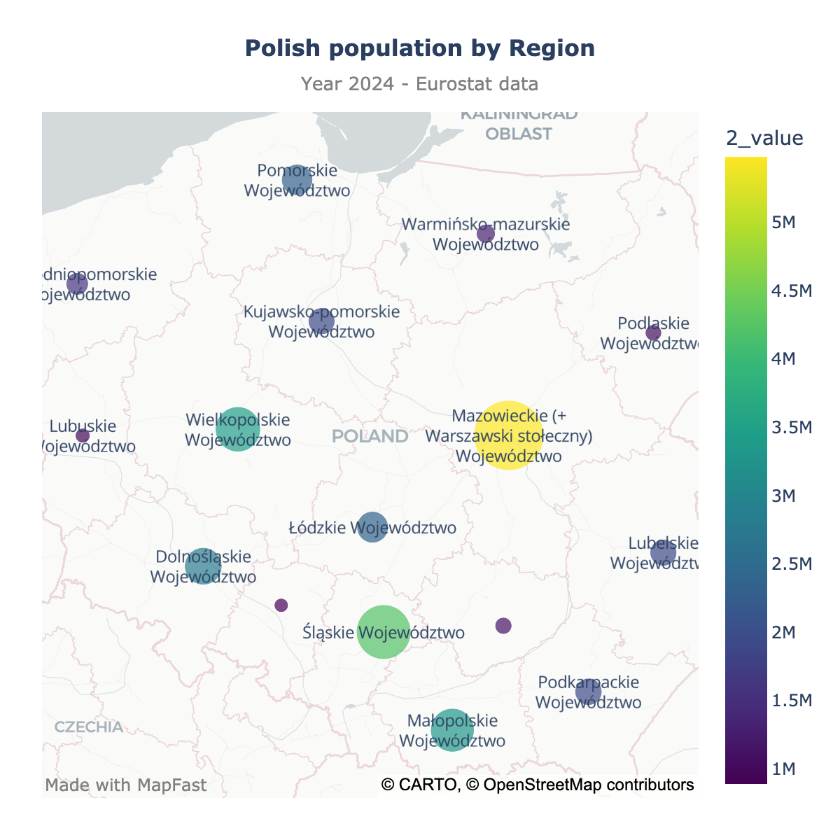 Scatter map of Poland