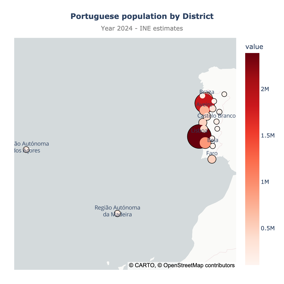 Scatter map of Portugal
