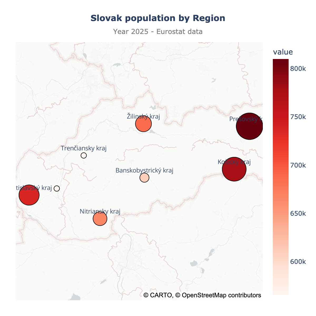 Scatter map of Slovakia