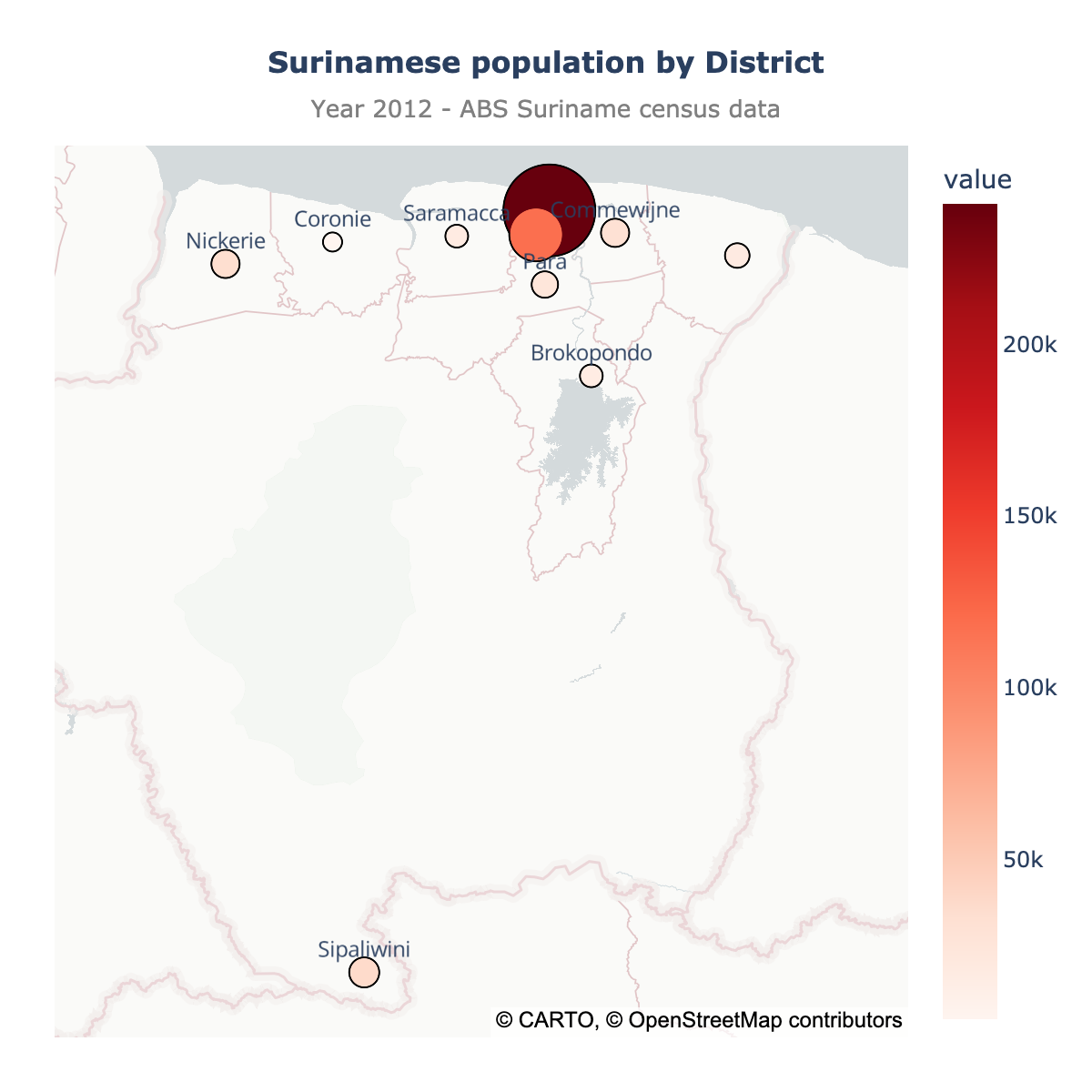 Scatter map of Suriname