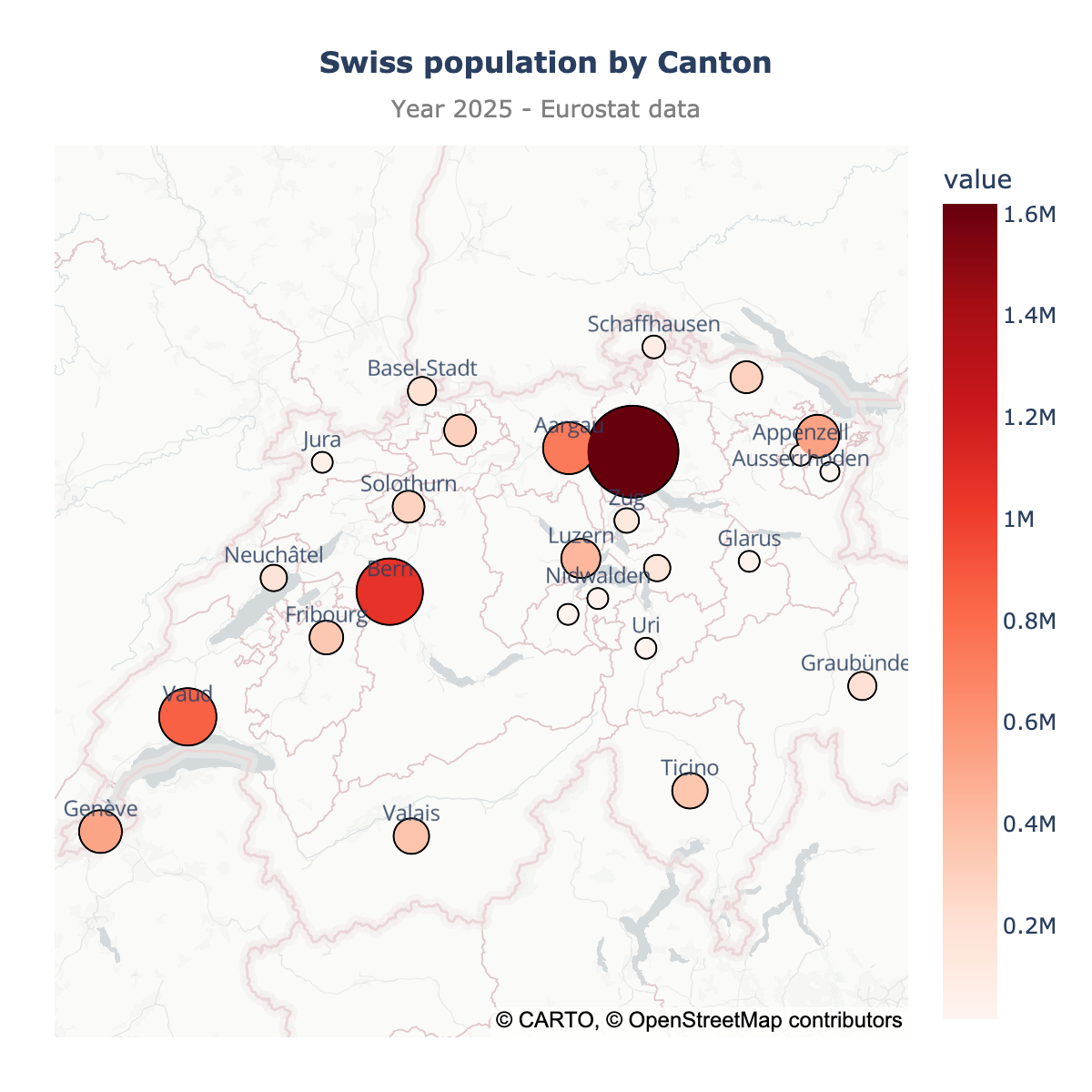 Scatter map of Switzerland