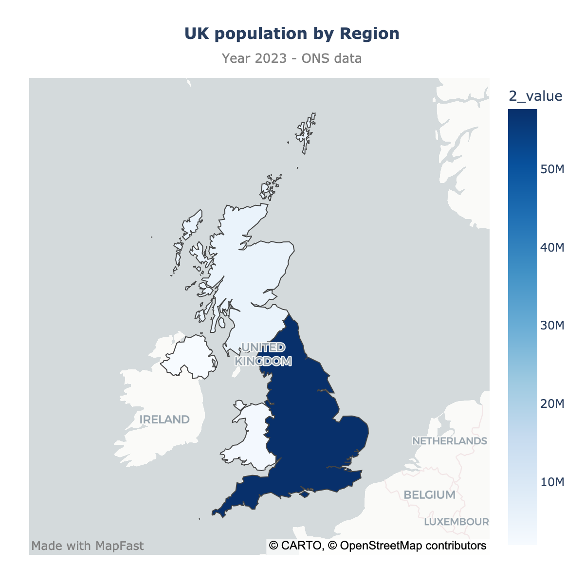 Choropleth map of United Kingdom