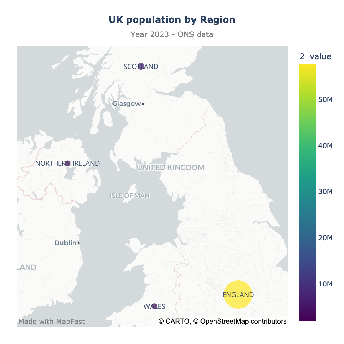 Scatter map of United Kingdom