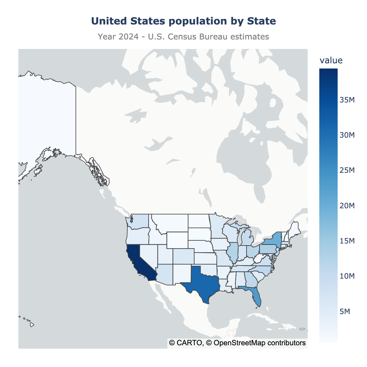 Choropleth map of United States