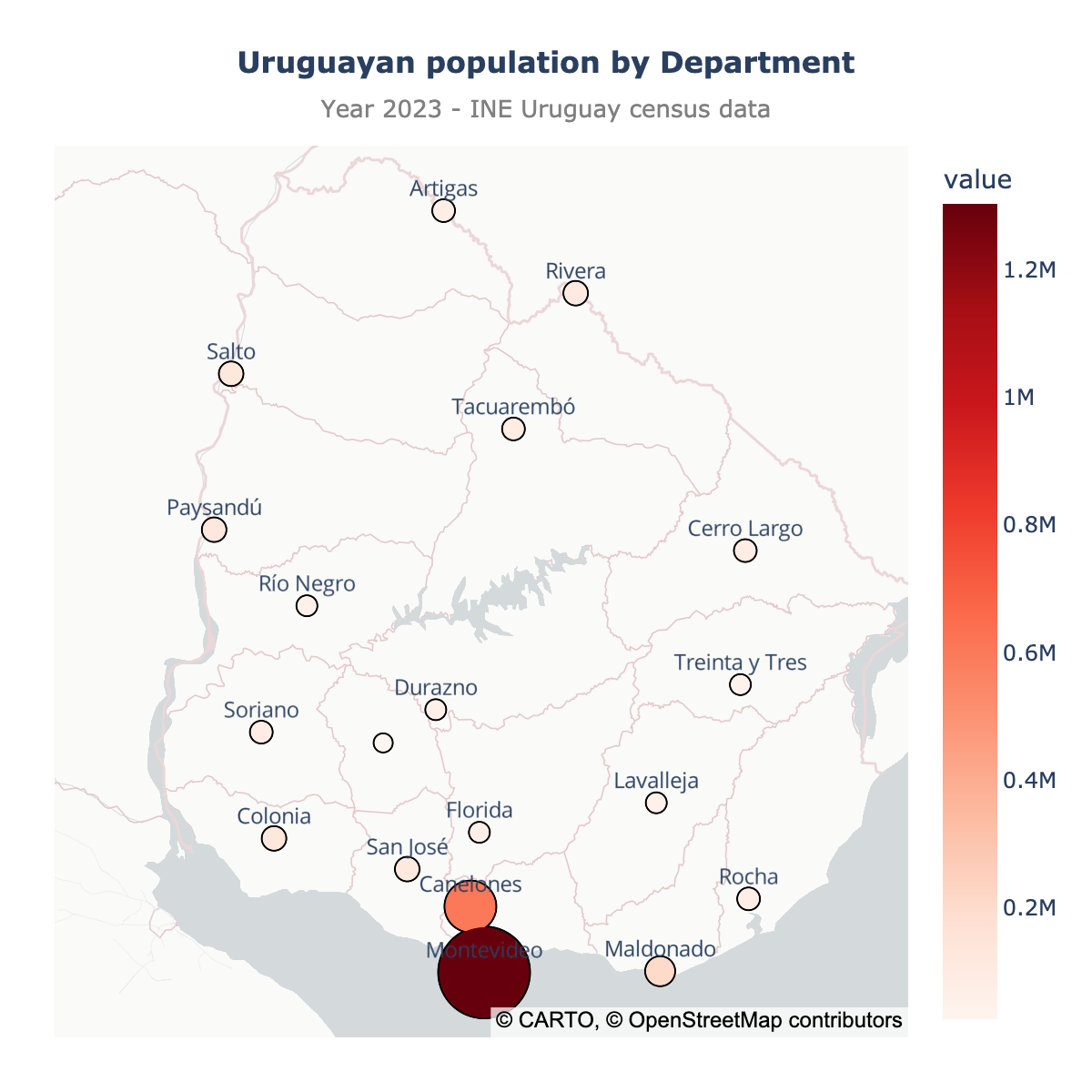 Scatter map of Uruguay