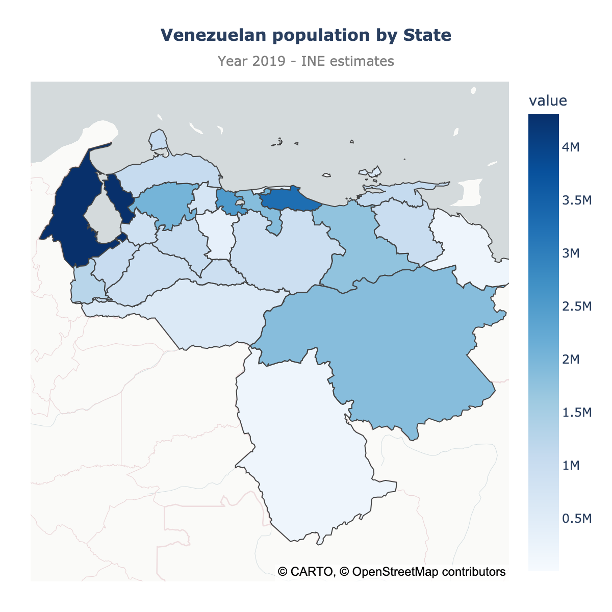 Choropleth map of Venezuela