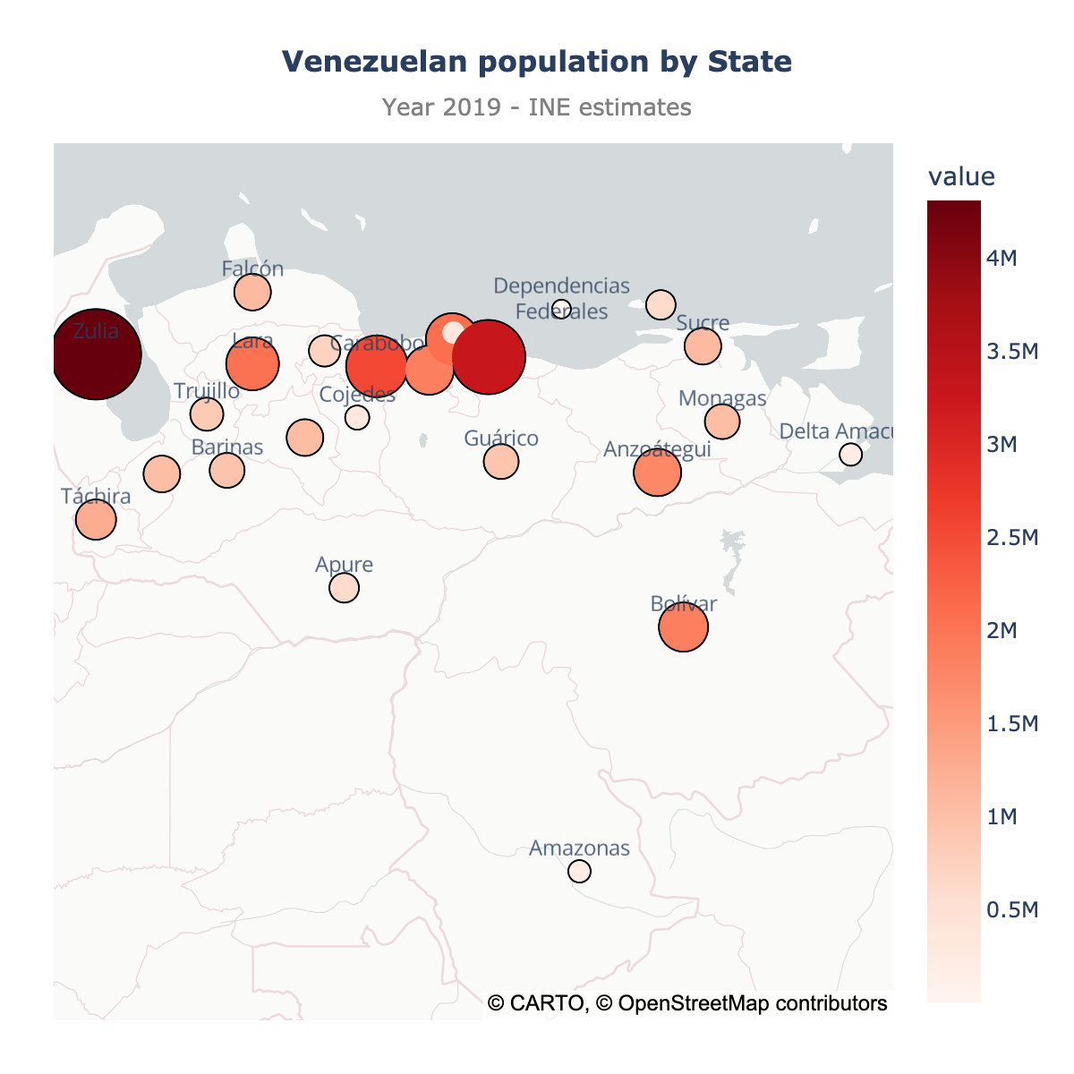 Scatter map of Venezuela