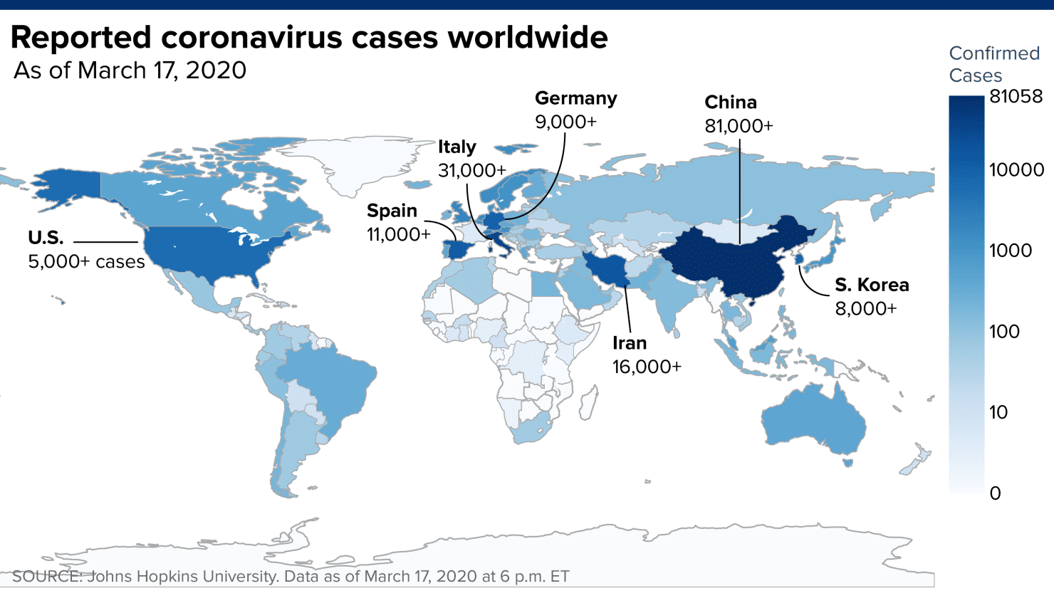 Example 3: Reported COVID-19 cases in March 2020, from CNBC. (source link)