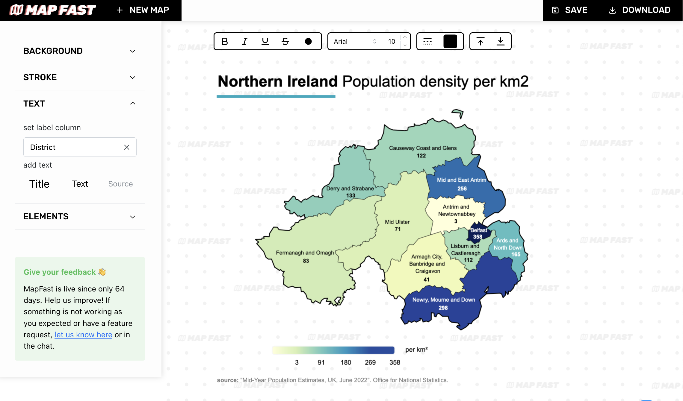 After 10 minutes of experimenting, we finally have a professional-looking map for our Northern Ireland (UK) data.