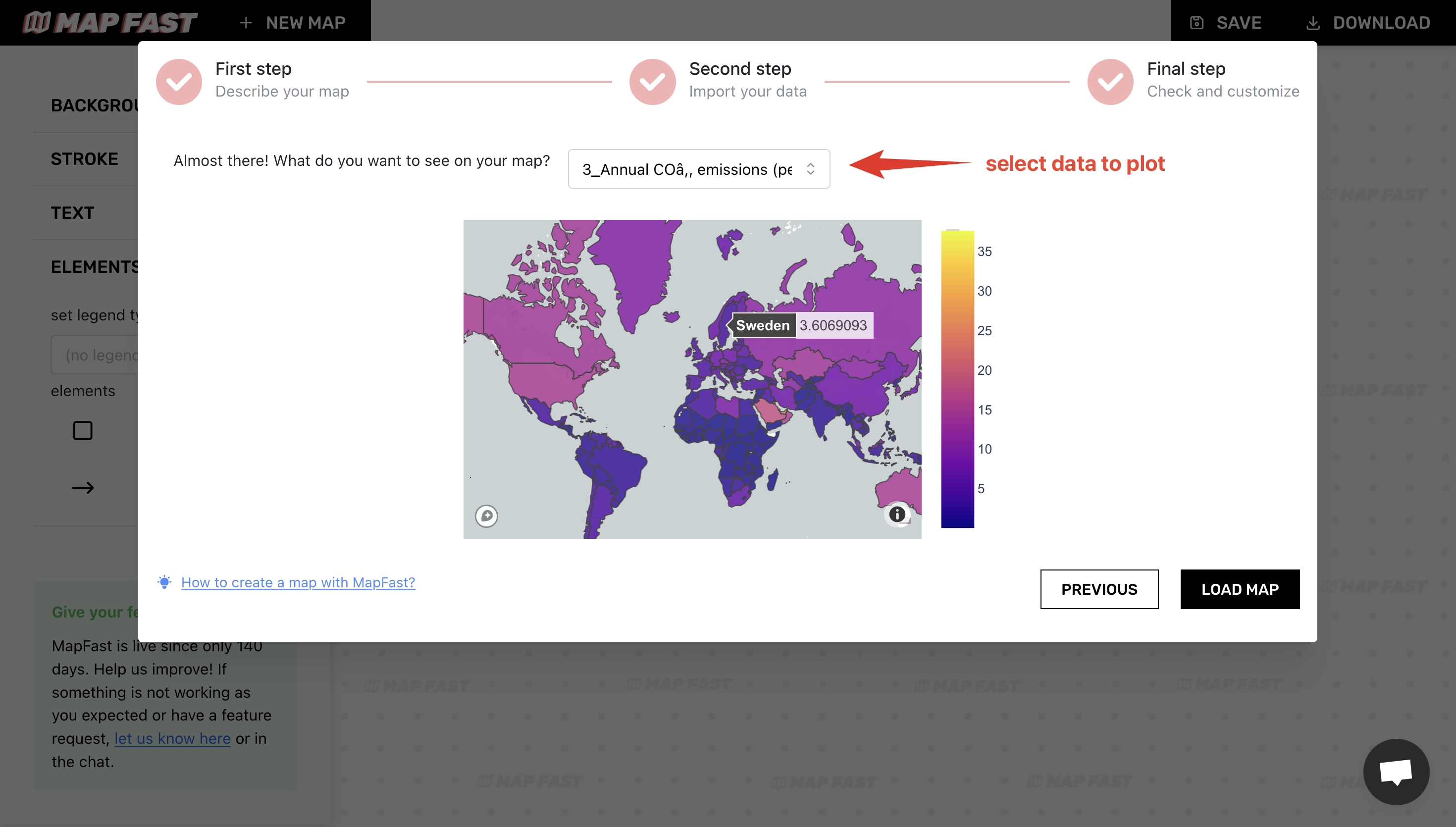 The final step is to pick the correct data column and load the map!