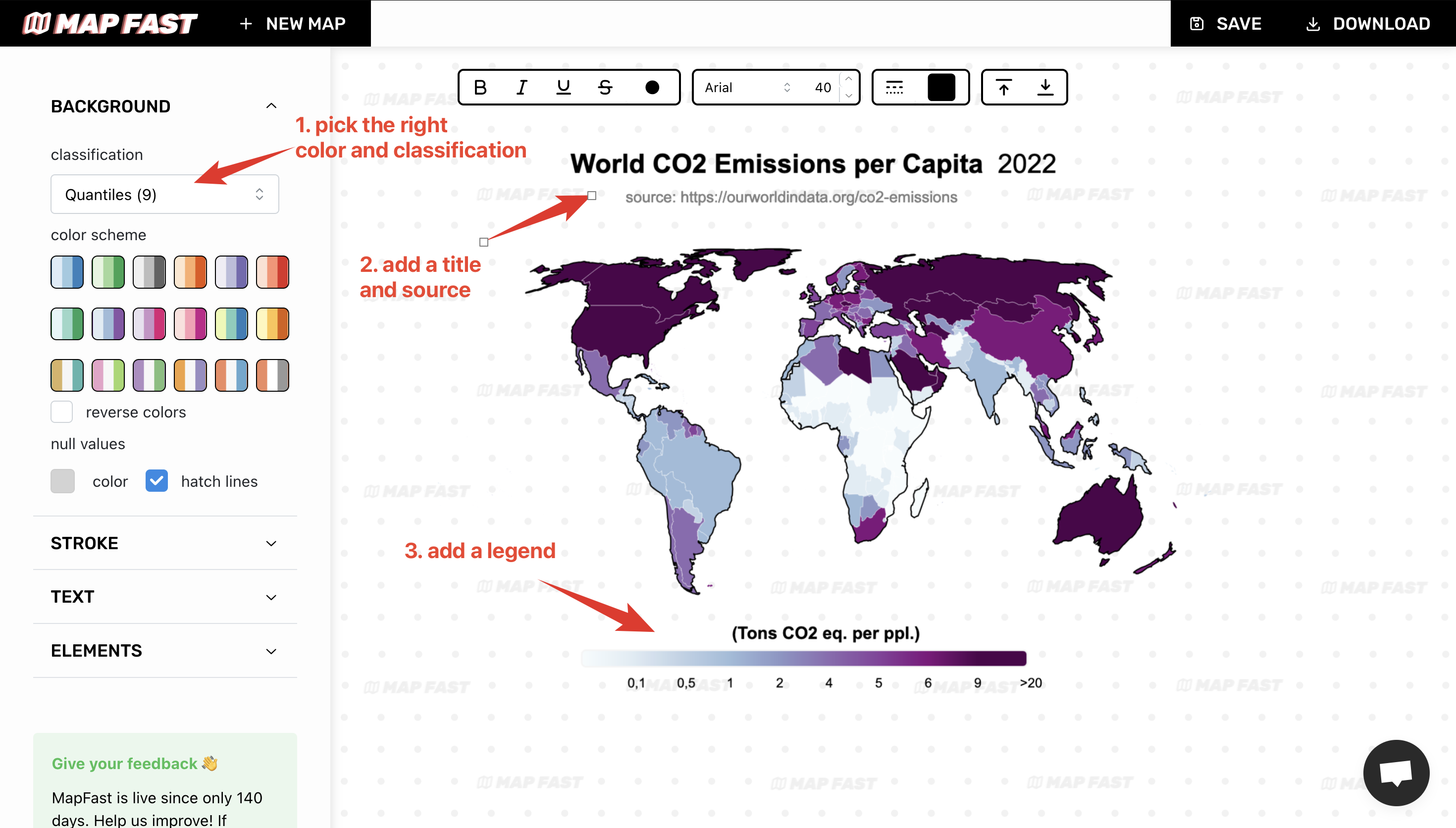 Adding a title, source & legend is really important to give context to the map reader. 